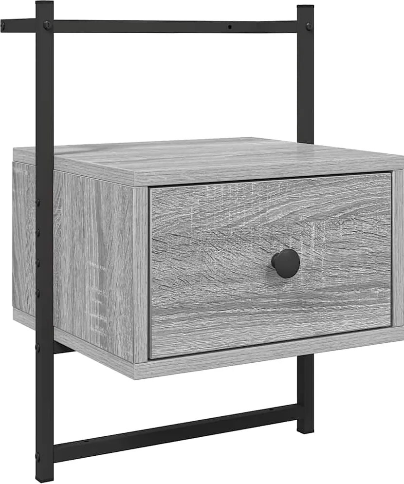 833449 vidaXL Нощно шкафче стенно сив сонома 35x30x51 см инженерно дърво