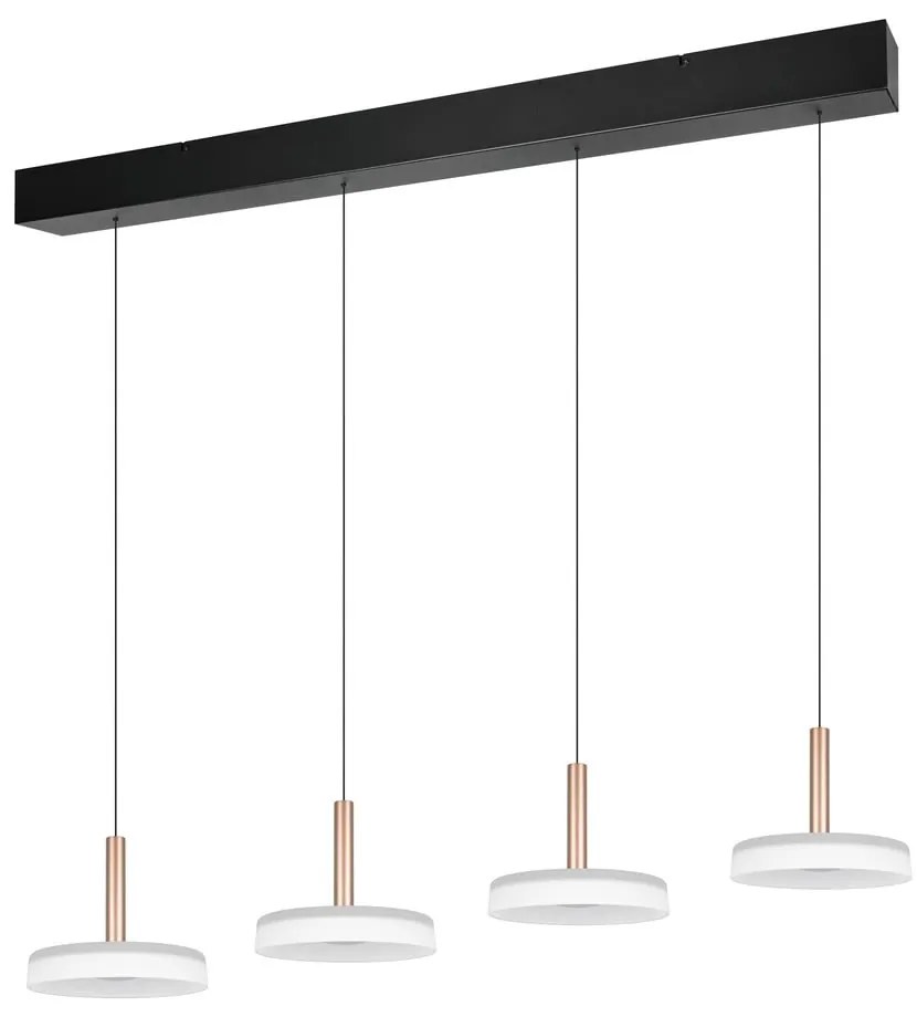 Черно-бяло и златисто LED затъмняващо се висящо осветително тяло със стъклен абажур Celeste – Trio