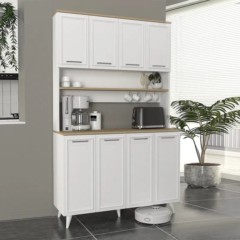 Меламинови кухненски мебели Potter 4 в бял - рота дъб 120x40x196.1см.