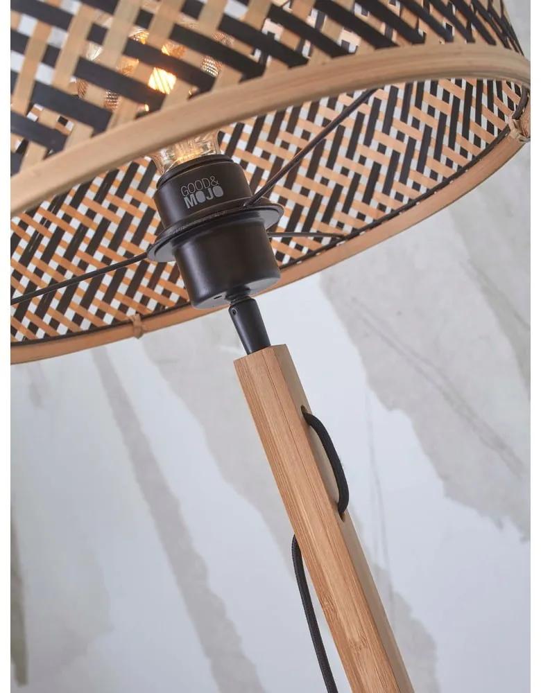 Подова лампа с бамбуков абажур в черен и естествен цвят (височина 128 см) Java - Good&amp;Mojo