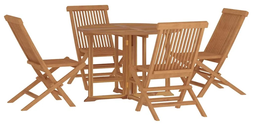 3096571 vidaXL Сгъваем градински трапезен комплект 5 части тиково дърво масив