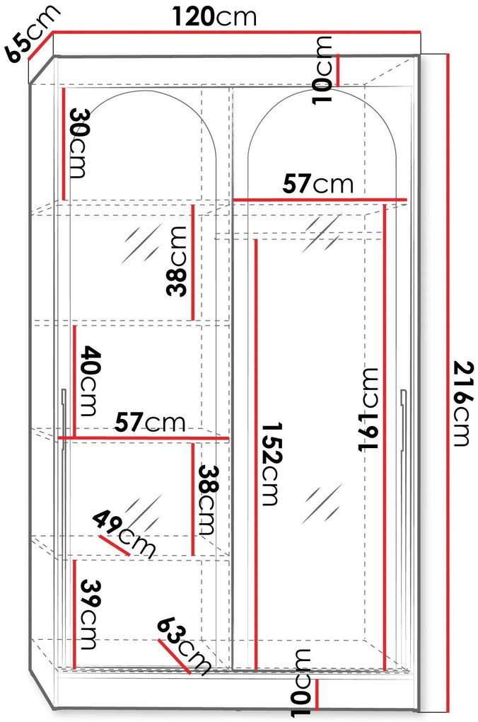 Гардероб Модин плъзгащ-черен-дължина: 120 см