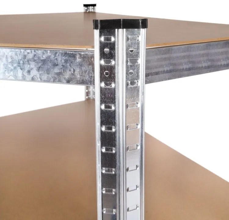 Стабилен ъглов метален стелаж за съхранение с 5 рафта 180x90x40 см