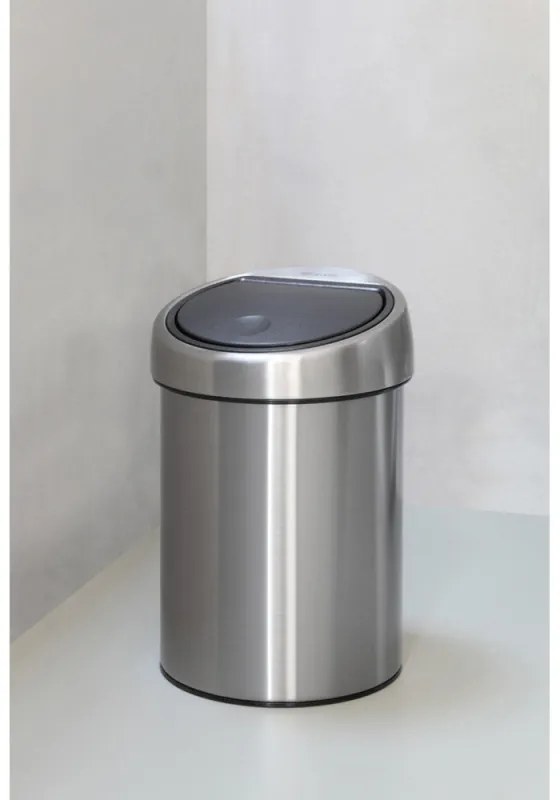 Кош за боклук Brabantia Touch Bin 647217, 3 л, Плавно и безшумно отваряне, Стенен монтаж, Устойчив на пръстови отпечатъци, Инокс