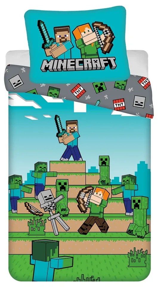 Единично памучно детско спално бельо 140x200 cm Minecraft "We got this" – Jerry Fabrics