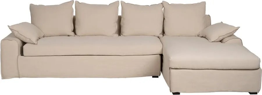 Кремав ленен ъглов диван (десен ъгъл) – Ixia