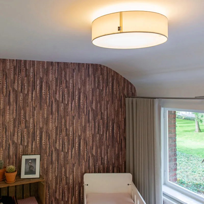 Таванна лампа бяла 40 см с LED - Drum LED