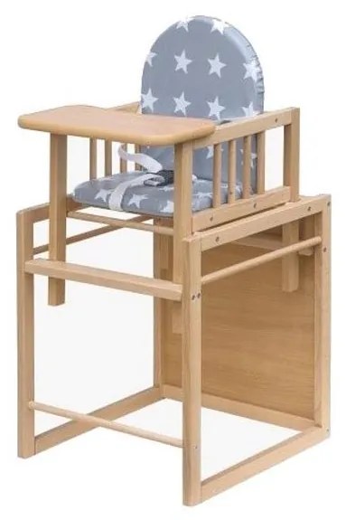 COSING - Детски стол за хранене 2 в 1 Viktoria бук/сив