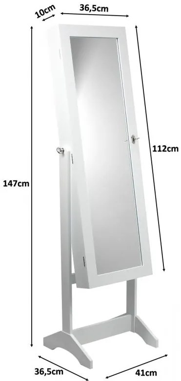 Шкаф за бижута с огледало 41,5 x 36,5 x 147 cm