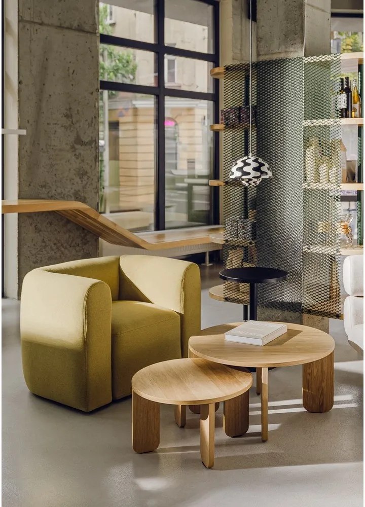 Кръгла масичка за кафе с дъбов плот в естествен цвят ø 55 cm Kuvu – noo.ma