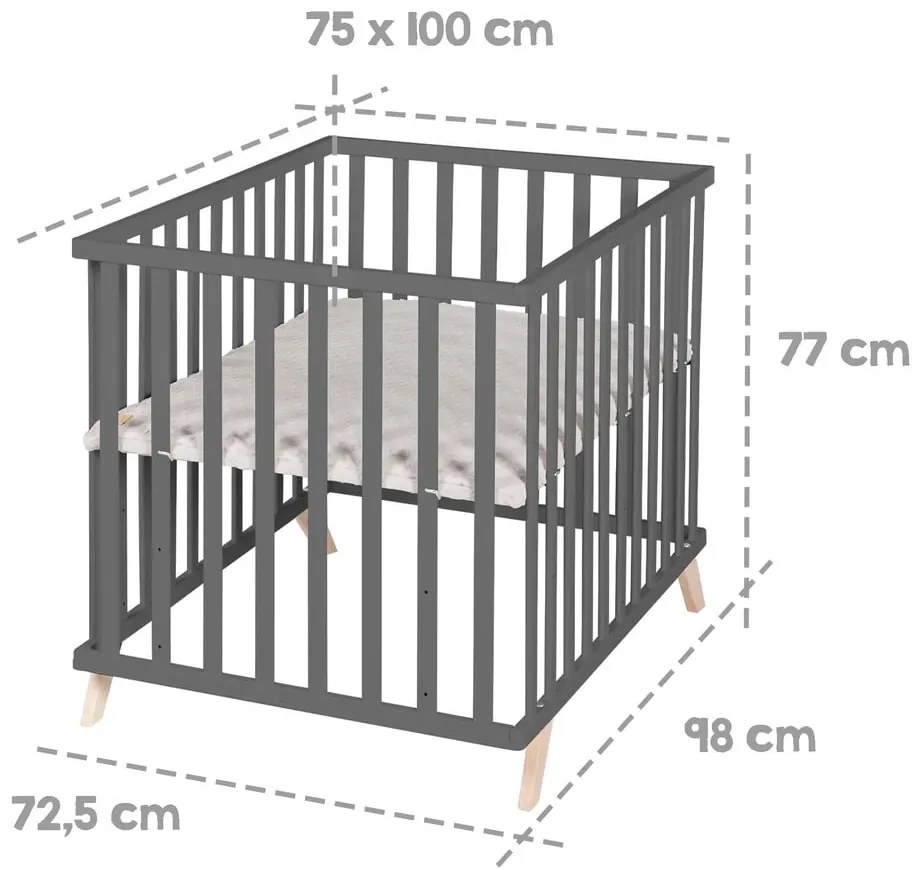 Тъмно сива кошара от букова дървесина 75x100 cm Lil Planet - Roba