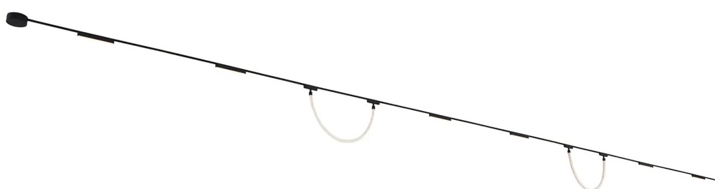 Релсова система за осветление с 6 таванни и 2 висящи лампи черни 1-фазни - Magnetic Marra Tautau