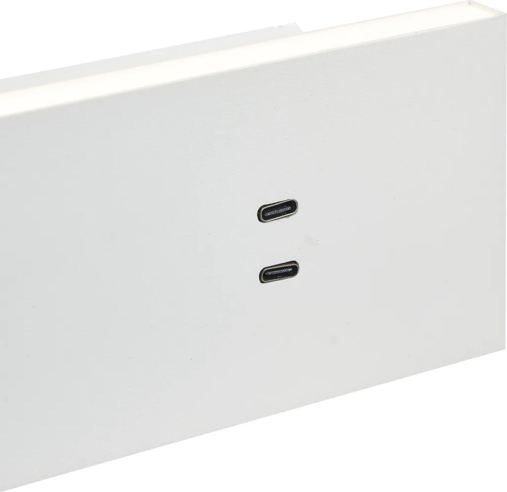 Модерна бяла регулируема стенна лампа с USB-C вкл. LED - Modric