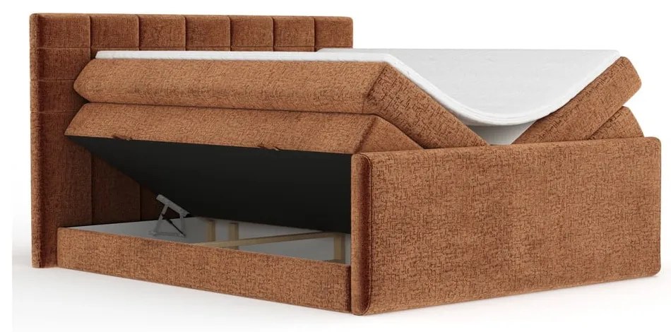 Оранжево боксспринг легло 160x200 cm с място за съхранение Ava – Maison de Rêve