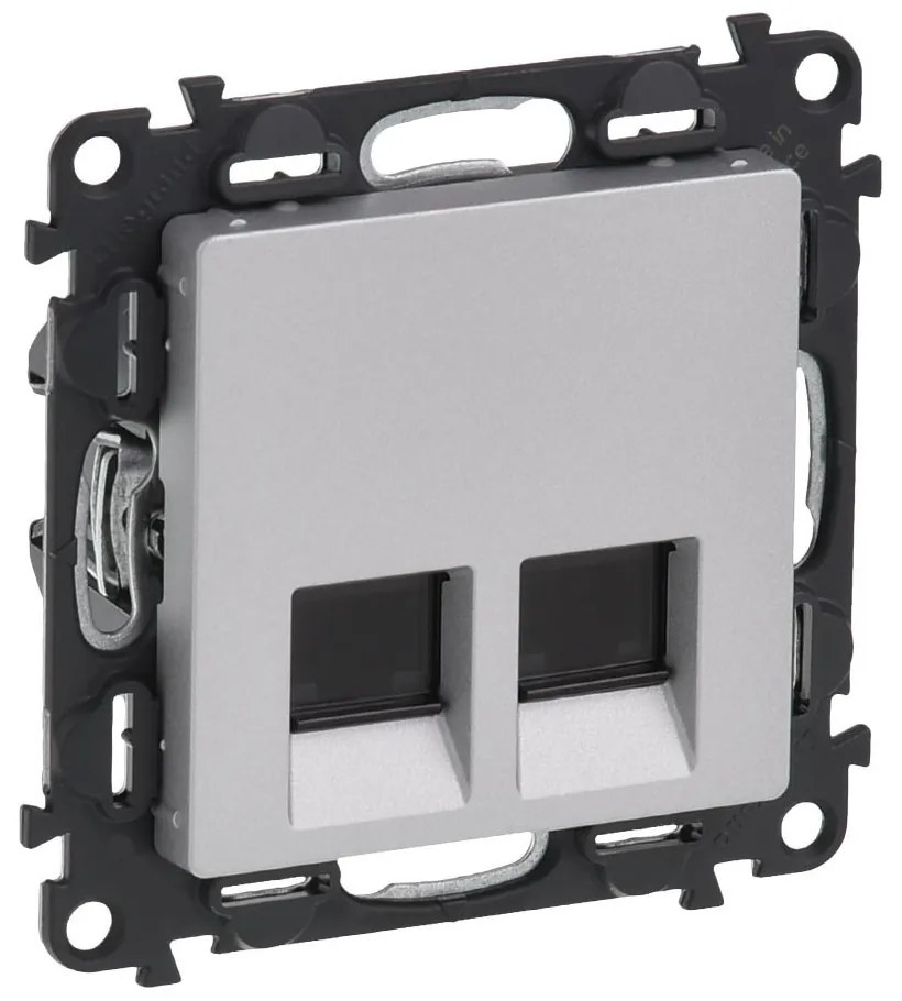 Legrand 753354  Компютърна розетка 2xRJ45 Cat.5e FTP без рамка Valena life алуминий - 753354