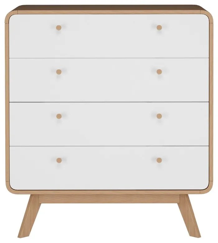 Бял/естествен висок скрин от декор от дъб 80x88 cm Caitlin – Støraa