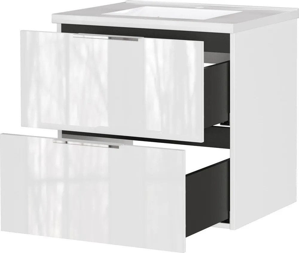 Бял гланцов стенен шкаф за мивка 61x61 cm Celano – Germania