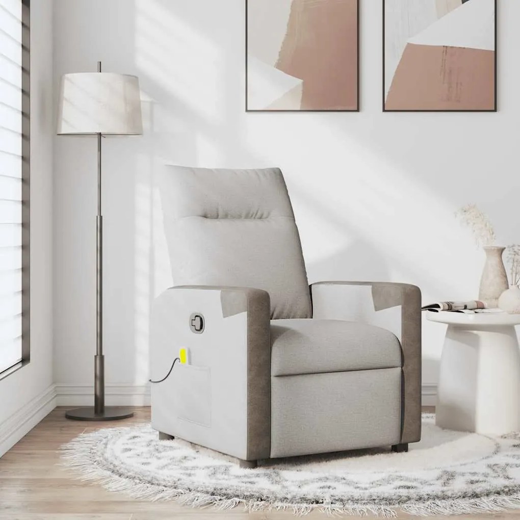 4104843 vidaXL Масажен стол за лежанка Cloud Grey Fabric