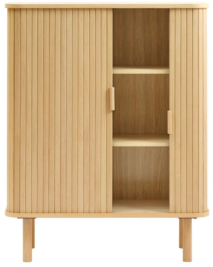 Шкаф в дъбов декор с плъзгащи се врати в естествен цвят 113x90 cm Cavo - Unique Furniture