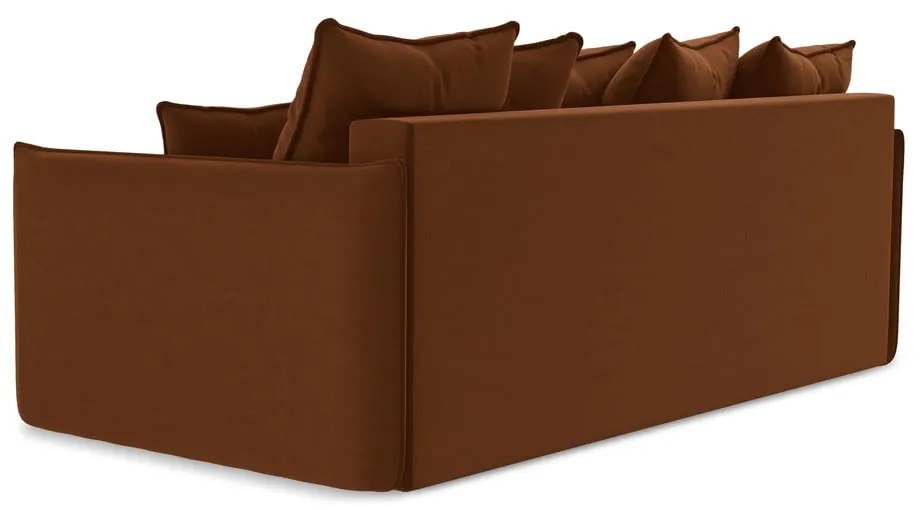 Теракотен кадифен разтегателен диван с място за съхранение 225 cm Hula – Makamii