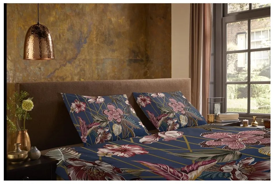 Тъмносиньо двойно удължено спално бельо от микрофибър 200x220 cm Jos – Good Morning