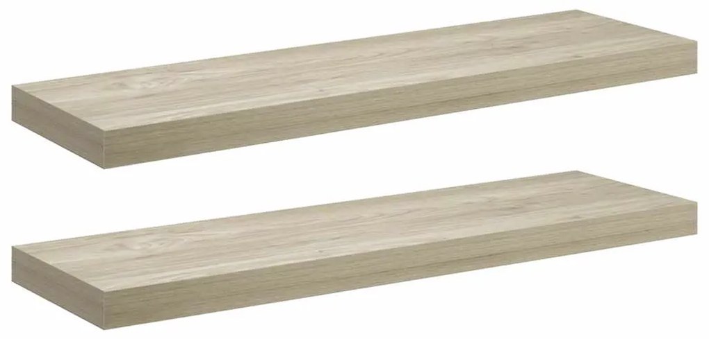 323878 vidaXL Окачени стенни рафтове, 2 бр, дъб, 80x23,5x3,8 см, МДФ