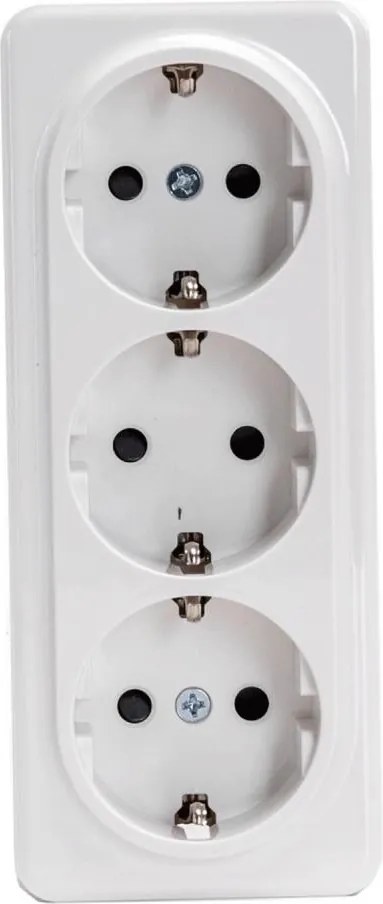 Aigostar - Тройна стенна домашна розетка SCHUKO 250V бяла