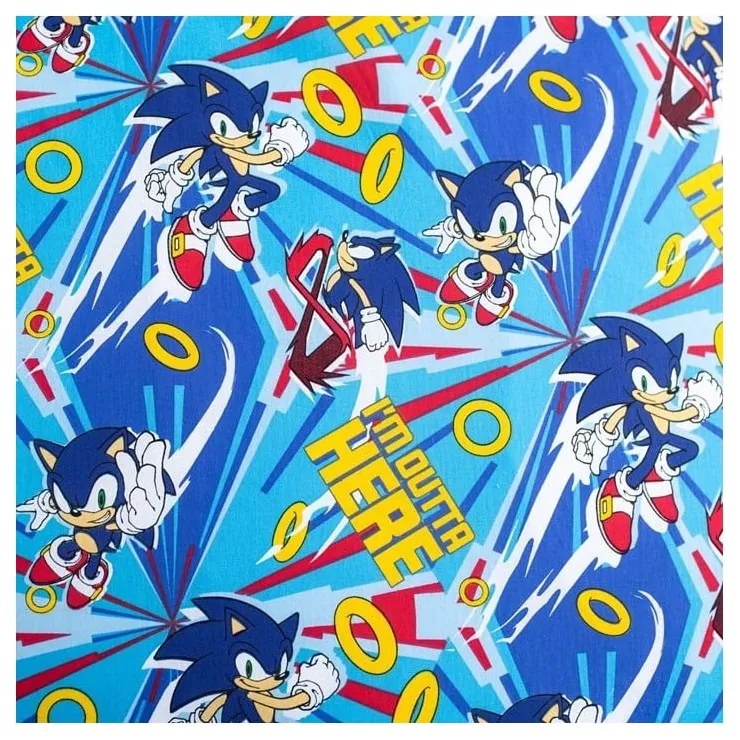 Синьо единично памучно детско спално бельо 140x200 cm Sonic "Let´s go" – Jerry Fabrics
