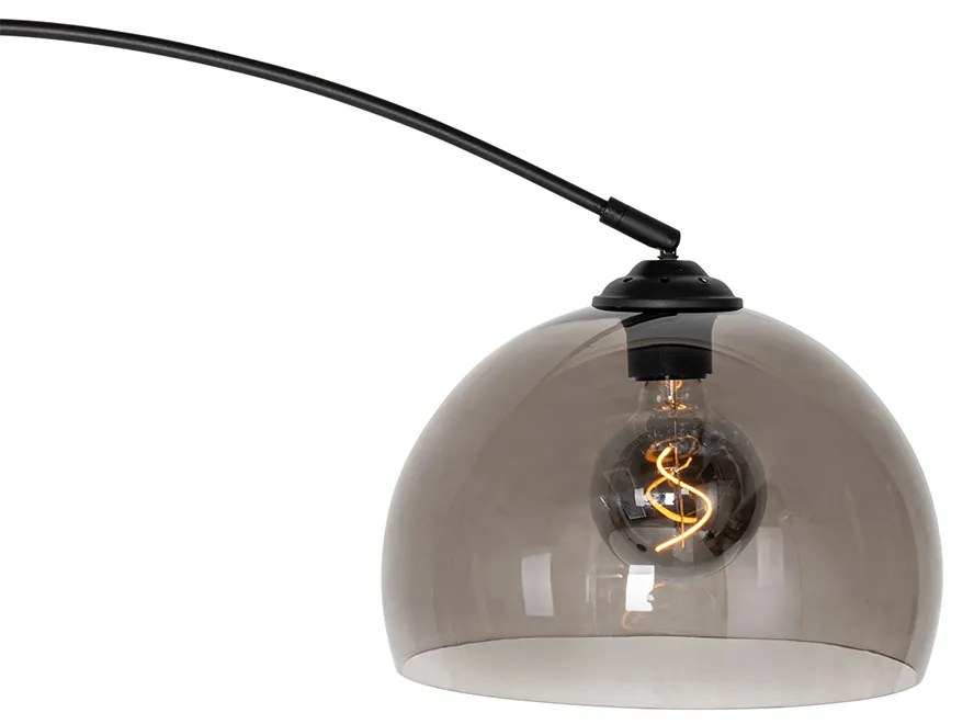 Модерна аркова лампа черна с опушено стъкло - Arc