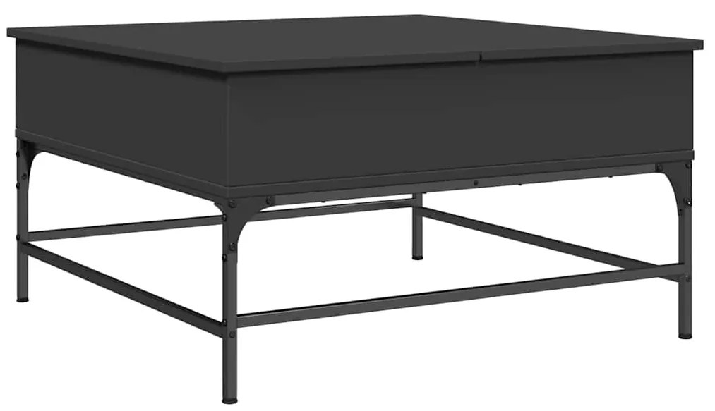 845401 vidaXL Кафе маса, черна, 80x80x45 см, инженерно дърво и метал