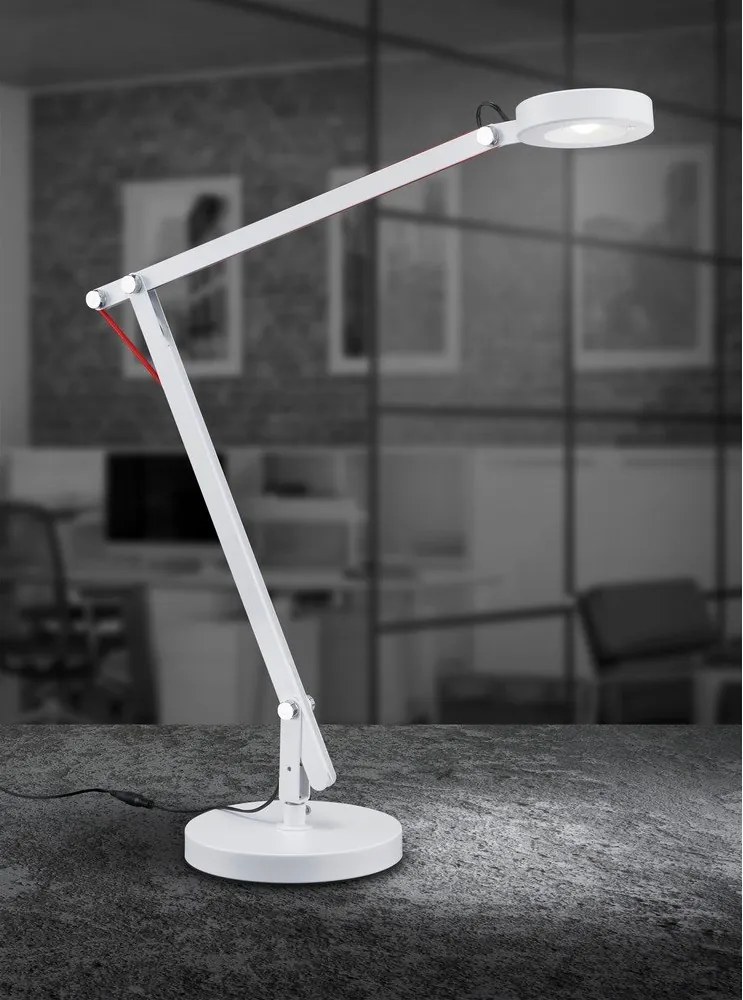 Бяла LED настолна лампа с огъваща се структура (височина 90 cm) Amsterdam – Trio