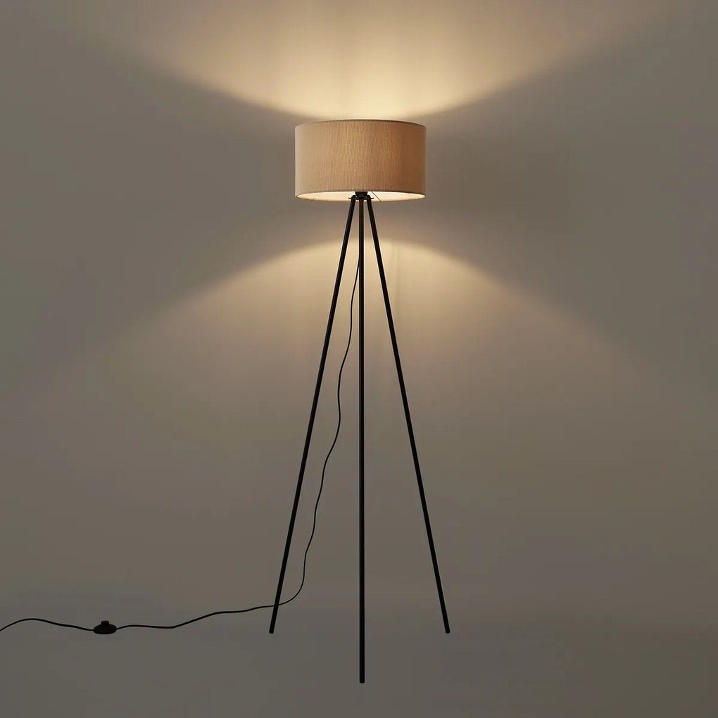 Модерна подова лампа триножник Taupe с кадифен абажур - Luz