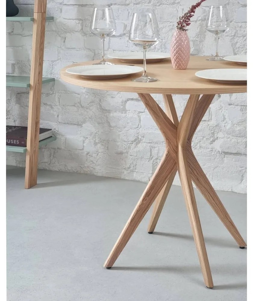 Кръгла сгъваема трапезна маса с ясенов плот 45x90 cm Jubi – Ragaba