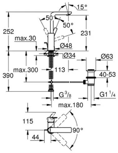 Кран за мивка Grohe Lineare New Високо-Сребърен Mat