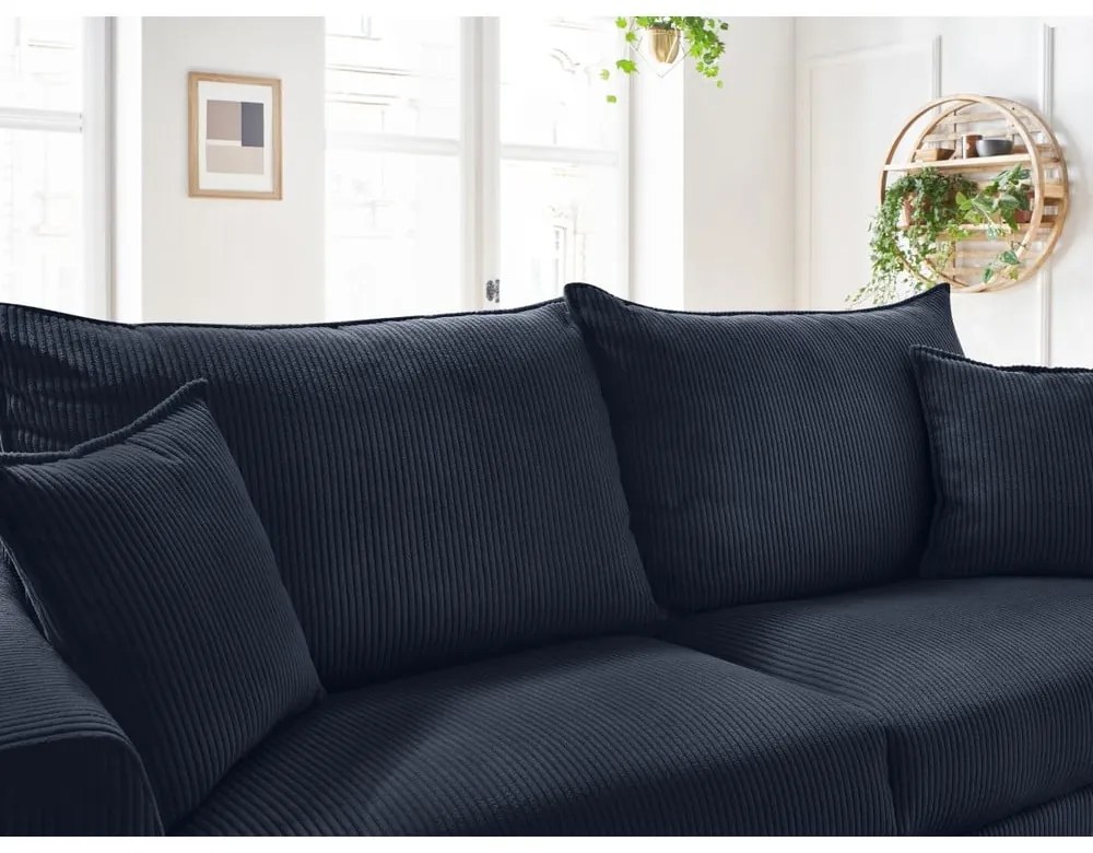 Тъмносин разтегателен диван от рипсено кадифе 225 cm Augustin – Bobochic Paris