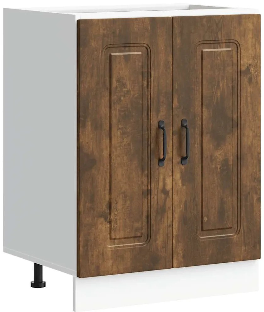 853442 vidaXL Шкаф за мивка, Kalmar, опушен дъб, 60x46x81,5см инженерно дърво