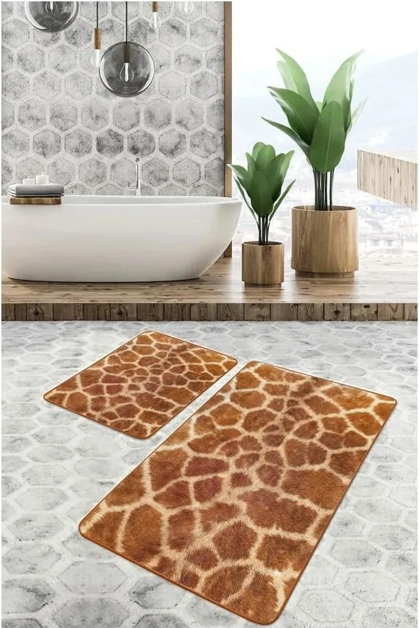 Кафяви кадифени килими за баня в комплект от 2 бр. 60x100 cm – Mila Home