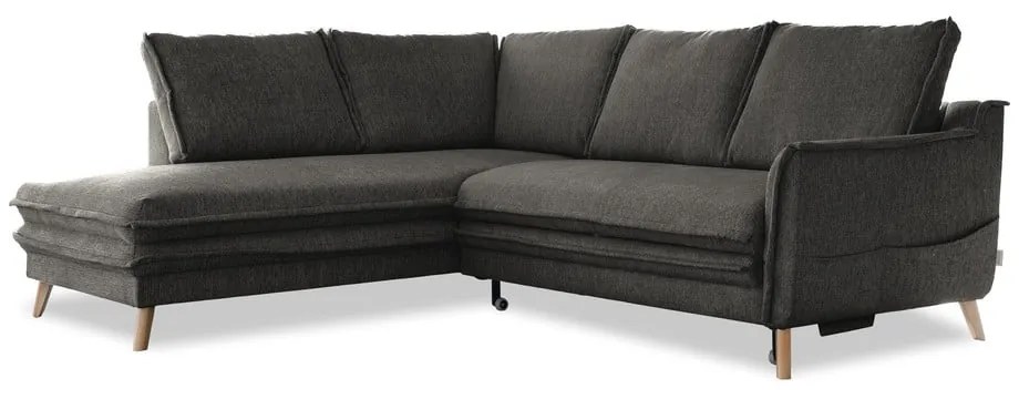 Тъмносив разтегателен ъглов диван (ляв ъгъл) Charming Charlie – Miuform