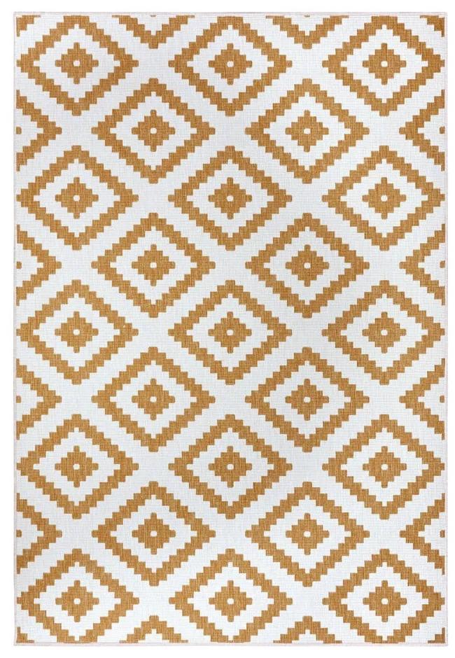 Външен килим в бял цвят и жълта охра 80x150 cm Malta – NORTHRUGS