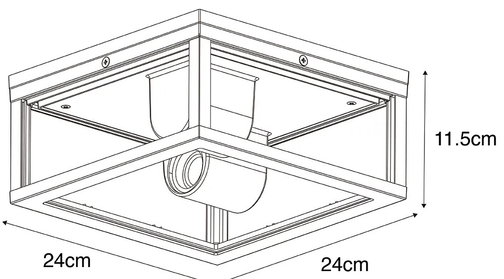 Интелигентна външна таванна лампа черна с оребрено стъкло, вкл. WiFi A60 - Charlois