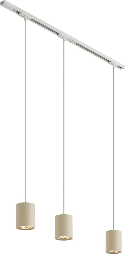 Modern railsysteem met 3 hanglampen wit met beige 1-fase - Iconic Holt