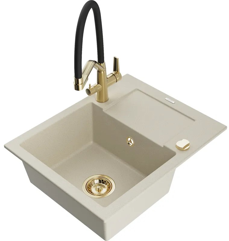 Mexen Enzo гранитна мивка с 1 камера с източник и кухненски смесител Duo,