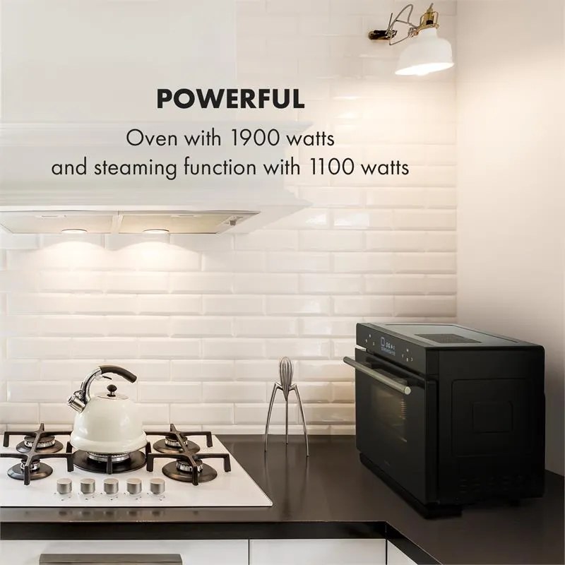Klarstein MasterFresh, фурна на пара, 230 °C, 24 l, сензорен контролен панел, черна