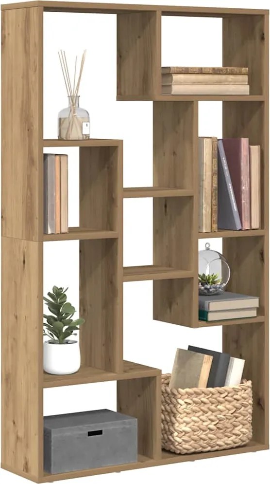 858164 vidaXL Библиотека, дъб артизан, 72x20x120,5 см, инженерно дърво