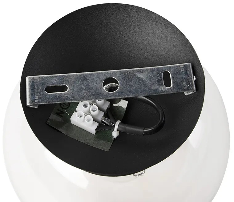 Арт деко плафон черен с прозрачно стъкло - Pallon