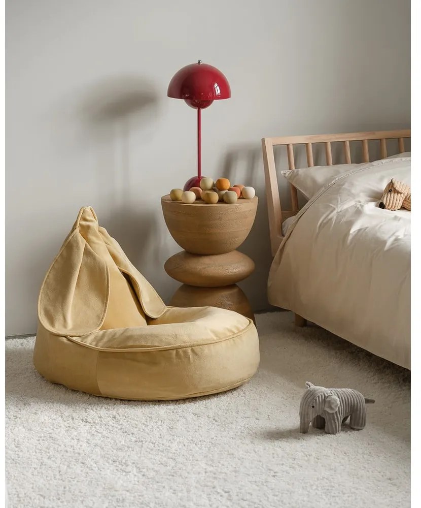 Жълт кадифен детски пуф Bunny – Wigiwama