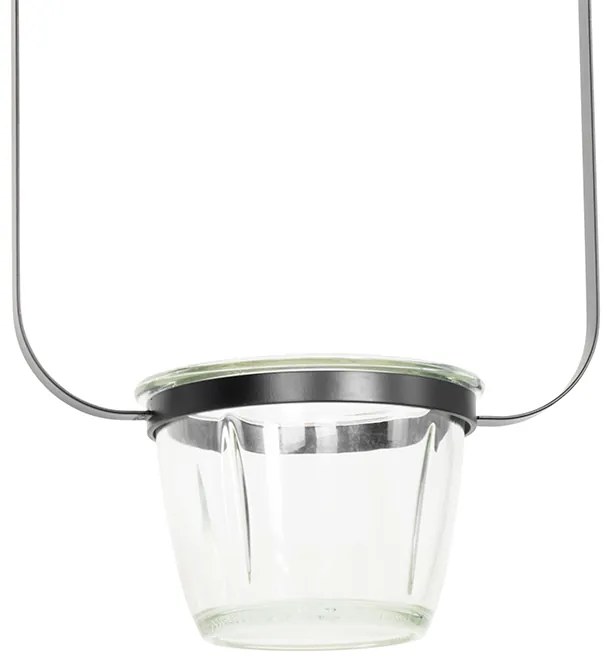 Модерен висящ аплик черен със стъкло правоъгълно - Roslini