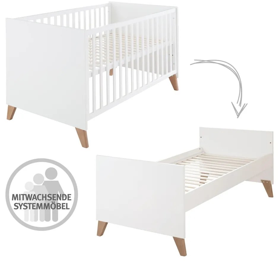 Детско креватче в бял и естествен цвят 70x140 cm Ole – Roba