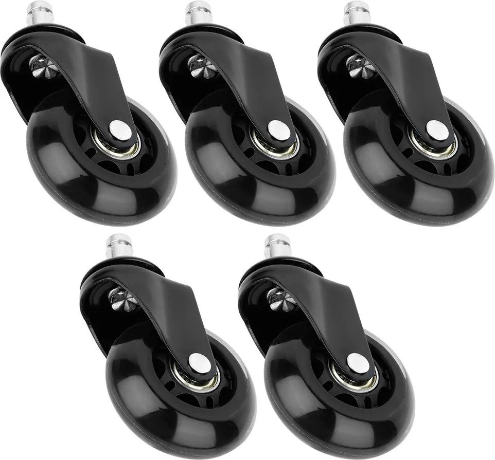 Комплект от 5 колелца за офис стол, диаметър 6.3см, щифт 10мм