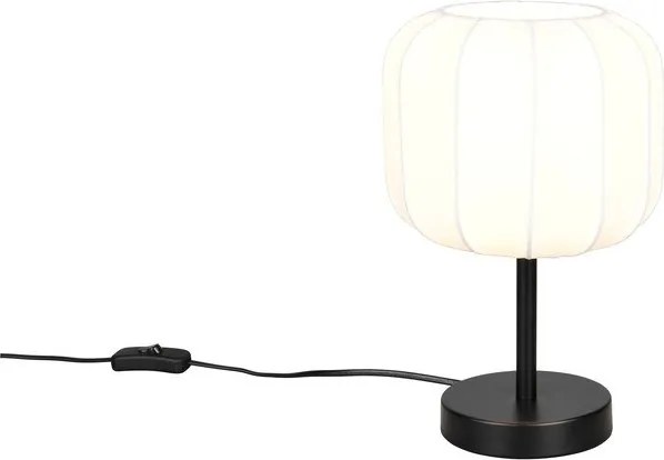 Бяла/матово черно метална настолна лампа с текстилен абажур (височина 30 cm) Madleine – Reality